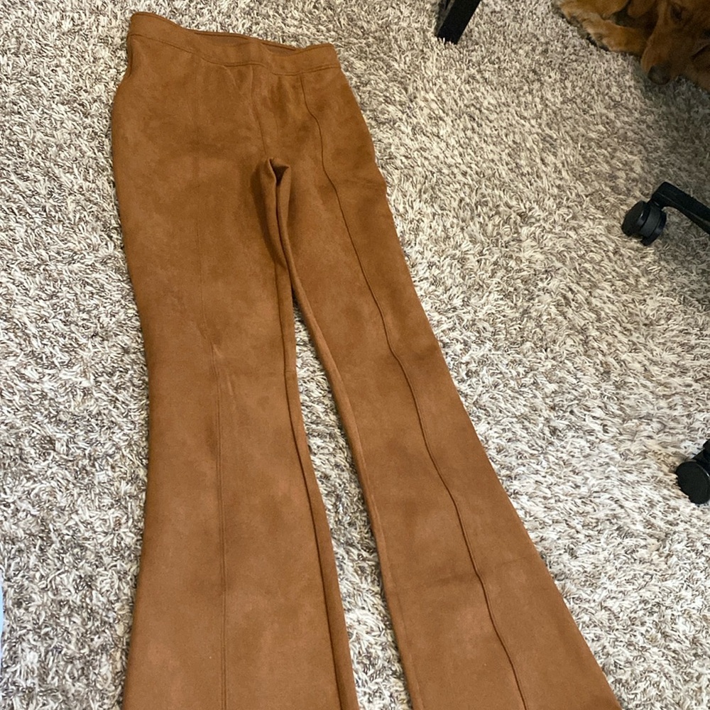 Spanx flare pants, size small, faux suede